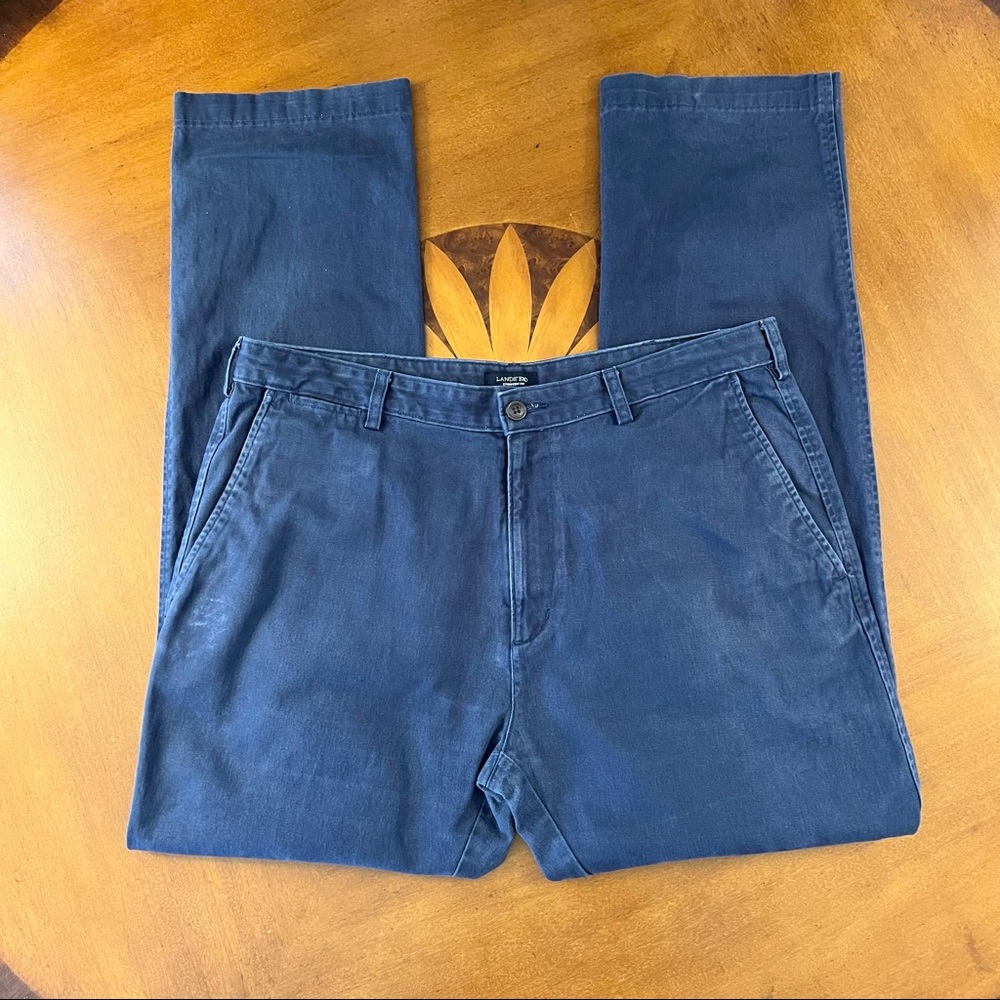 Lands’ End Straight Fit‎ Washed 5-Pocket Chino Pants Navy 36